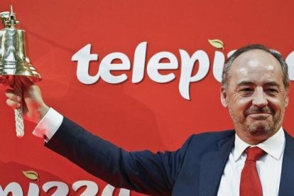 Pablo Juantegui, presidente de Telepizza, el día de la salida a bolsa.