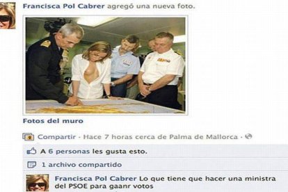 El fotomontaje de Chacón, en el muro del perfil de Facebook de Francisca Pol Cabrer.