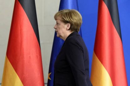 Angela Merkel tras la comparecencia.