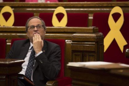 El ’president’ Quim Torra, en una sesión de control en el Parlament.