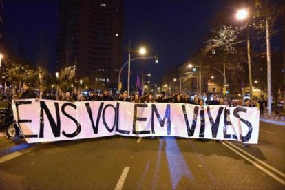 El acto de protesta contra la violencia machista que tuvo lugar en Barcelona, el pasado sábado.