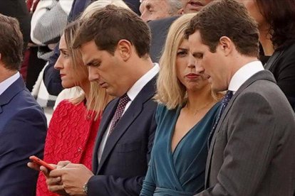 Pablo Casado y Albert Rivera, en el último desfile del 12-O.