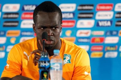 Cheick Tioté, en una rueda de prensa en Brasilia, durante el Mundial del 2014, que disputó con Costa de Marfil.