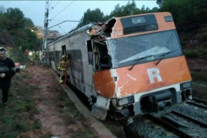 El tren que descarriló en Vacarisses el lunes 19 de noviembre.