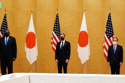 Antony Blinken ayer, durante su viaje oficial a Tokio. EUGENE HOSHIKO