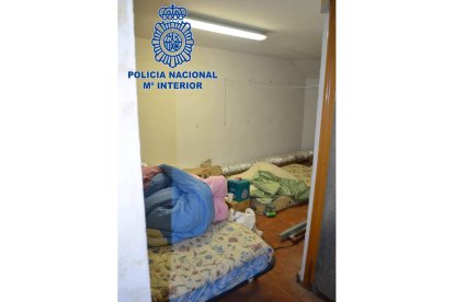 Fotografías facilitadas por la policía del interior de las viviendas y el enganche ilegal a la luz. DL