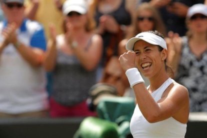 Muguruza celebra su triunfo sobre Kerber.