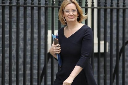 Amber Rudd, ministra del Interior, a su llegada a Downing Street para una reunión ministerial, el 18 de julio