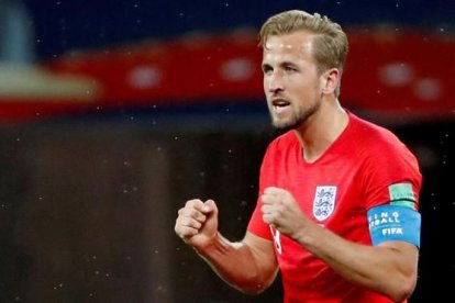 Kane festeja el gol del triunfo ante Túnez