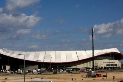 Aspecto exterior que ofrecía el Wanda Metropolitano este viernes por la mañana.