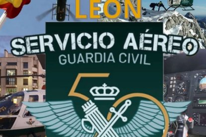 Cartel de la exposición sobre los 50 años del servicio aéreo de la Guardia Civil. DL