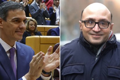 El presidente del Gobierno, Pedro Sánchez, durante la sesión plenaria del Congreso de este jueves, y el actor leonés Jesús Vidal. J.J. GUILLÉN (EFE)/RAMIRO