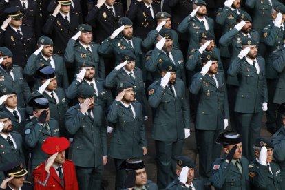 Funeral celebrado este domingo en Pamplona en memoria del guardia civil David Pérez Carracedo, fallecido este viernes en Barbate (Cádiz) al ser arrollada su patrullera por una narcolancha.