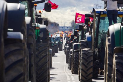 Las organizaciones agrarias Asaja, Ugal-Upa, Ucale-Coag y UCCL celebran una tractorada por las calles de León bajo el lema ‘Exigimos precios rentables y normas flexibles’.