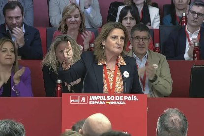 Captura de vídeo de la intervención de la vicepresidenta tercera del Gobierno y ministra de Transición Ecológica y el Reto Demográfico, Teresa Ribera, ante el Comité Federal del PSOE, este sábado en Madrid. EFE/PSOE -SOLO USO EDITORIAL/SOLO DISPONIBLE PARA ILUSTRAR LA NOTICIA QUE ACOMPAÑA (CRÉDITO OBLIGATORIO)-