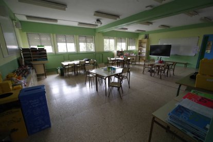 Un aula de un colegio de León.