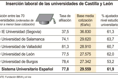 Gráfico sobre la inserción laboral de Castilla y León.