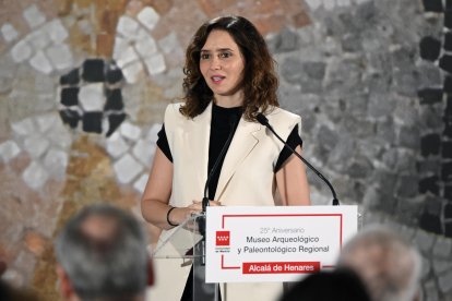 La presidenta de la Comunidad de Madrid, Isabel Díaz Ayuso, el pasado vienes en Alcalá de Henares. EFE/ Fernando Villar