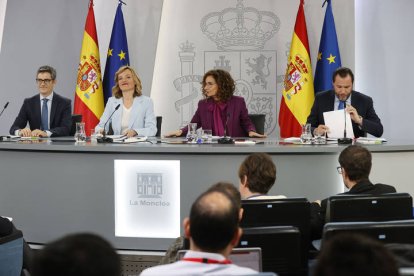 Rueda de prensa posterior a la reunión semanal del Consejo de Ministros, este martes en Moncloa.