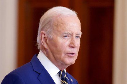 El presidente de EE.UU., Joe Biden, habla en la Casa Blanca, en Washington, DC, el 4 de junio de 2024. EFE/ALEXANDER DRAGO / POOL