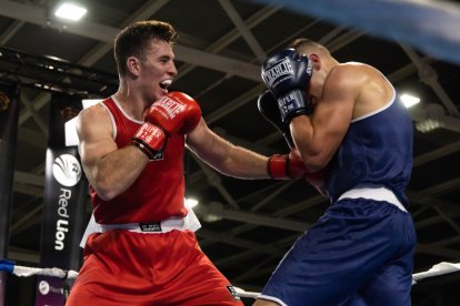 Aarón Miñambres, en un combate de boxeo.