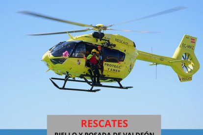 Imagen de una de las intervenciones del helicóptero de emergencias en León