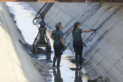 La Guardia Civil rastrea el canal de Mocejón y registra dos domicilios de esta localidad toledana en la que fue asesinado el niño de 11 años Mateo, un crimen por el que ha sido detenido este lunes un joven de 20 años. EFE/ Ismael Herrero