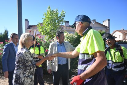 La consejera de Industria, Comercio y Empleo, Leticia García, este lunes en Viana de Cega.