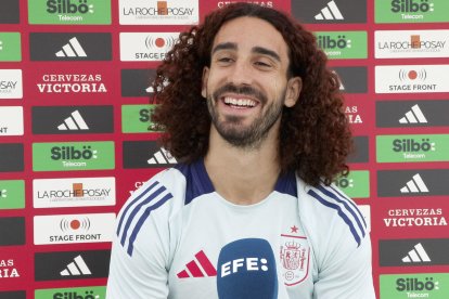 El jugador de la selección española Marc Cucurella durante una entrevista con la Agencia EFE. EFE/ EFETV