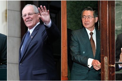 Combo de fotografías de archivo de los expresidentes de Perú; Pedro Castillo (i) (2021-2022), Pedro Pablo Kuczynski (2-i) (2016-2018), Alberto Fujimori (1990-2000) y Martín Vizcarra (2018-2020). EFE/ ARCHIVO