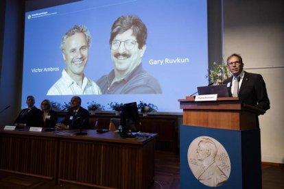 Thomas Perlmann anuncia el nombre de los ganadores del Premio Nobel