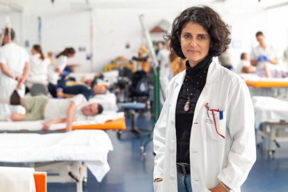 Silvia Ceruelo, ayer en la sala de rehabilitación del Hospital de Parapléjicos de Toledo.