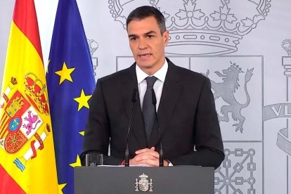 El presidente del Gobierno, Pedro Sánchez, comparece en La Moncloa