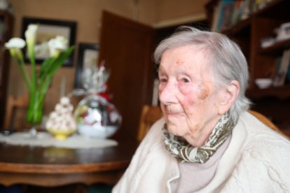 Albina Pérez el martes 25 de febrero, día en que cumplió 100 años.