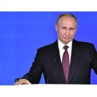 El presidente ruso Vladimir Putin durante su intervención ayer. NIKOLSKY