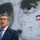 El presidente del PP, Alberto Núñez Feijóo, durante el homenaje al concejal del PP Miguel Ángel Blanco este jueves, en Madrid.