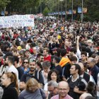 Manifestación que bajo el lema 'Se acabó. Bajaremos los alquileres', este domingo en Madrid en reclamo de medidas eficientes que ayuden a contener el precio de la vivienda en alquiler.