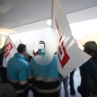 Protesta de CC OO en la primera de las dos jornadas de huelga de transporte de viajeros convocadas esta semana.