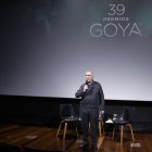 El presidente de la Academia de las Artes y las Ciencias Cinematográficas de España, Fernando Méndez-Leite, interviene durante el acto en el que la actriz Natalia de Molina y el actor Álvaro Cervantes, en retransmisión desde Granada, dan a conocer los nominados y nominadas a la 39 edición de los Premios Goya para la 39 edición de los Premios que se celebrarán en la ciudad andaluza. 'El 47', de Marcel Barrena, con 14 nominaciones y 'La infiltrada' de Arantxa Etxeberría con 13, son las favoritas para esta 39 edición. EFE/ Blanca Millez