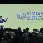 MADRID, 13/01/2025.- El presidente del Gobierno Pedro Sánchez clausura el foro 'Vivienda: quinto pilar del Estado del bienestar' organizado por el Gobierno sobre el problema del acceso a la vivienda, este lunes, en Madrid. EFE/ Borja Sánchez-trillo