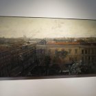 Presentación de la obra ‘Vista de Madrid (Museo Arqueológico desde la calle Serrano)’, del artista Antonio López durante su presentación este martes en el Museo Arqueológico . EFE/ Blanca Millez