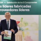 El presidente de Mercadona, Juan Roig, durante el acto de presentación de resultados de la empresa en el centro de coinnovación en Paterna (Valencia).