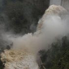 Desembalse de la presa de Casasola, en Almogía, Málaga, este martes.