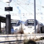 Dos trenes en la estación de León.