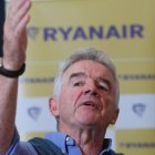 Michael O’Leary, el CEO de Ryanair, en la rueda de prensa que dio ayer en Bruselas.