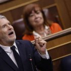 El ministro de Interior, Fernando Grande Marlaska interviene en la sesión del control al ejecutivo celebrada este miércoles