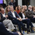 El presidente de la Diputación Provincial de Soria, Benito Serrano (i), el presidente del PP, Alberto Núñez Feijóo (2i),  la consejera de Educación de la Junta de Castilla y León, Rocío Lucas.