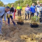 El alcalde de Corullón también plantó junto a otros vecinos un castaño inoculado en el soto experimental.
