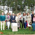 Foto de familia del homenaje que se rindió a Abilio Gutiérrez en las instalaciones de León Golf en San Miguel del Camino.