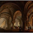 Pintura de José María Avrial y Flores que recrea la visita de Felipe III al Panteón Real de San Isidoro.